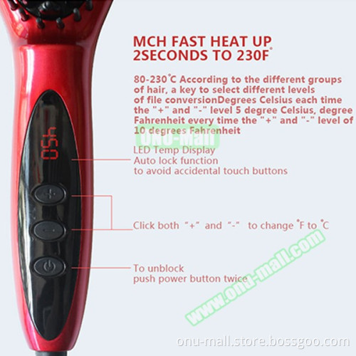PTC Heated Fast Hair Straightener, OEM Hair Straightnening Brush